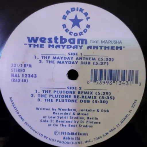 [J01001] WESTBAM FEAT MARUSHA - THE MAYDAY ANTHEM